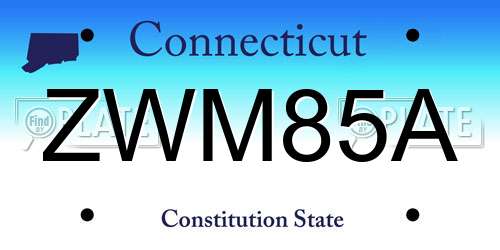 ZWM85A Connecticut License Plate