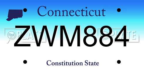 ZWM884 Connecticut License Plate