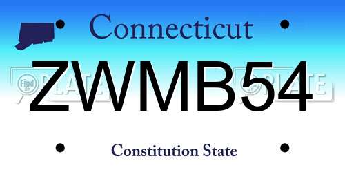 ZWMB54 Connecticut License Plate