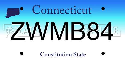 ZWMB84 Connecticut License Plate
