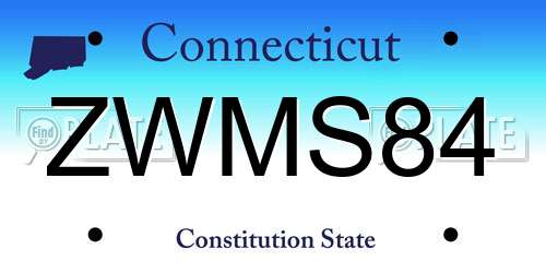 ZWMS84 Connecticut License Plate