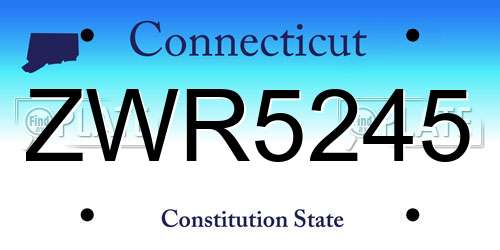 ZWR5245 Connecticut License Plate