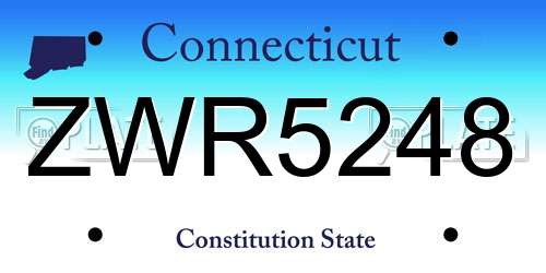 ZWR5248 Connecticut License Plate