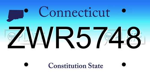 ZWR5748 Connecticut License Plate