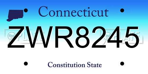 ZWR8245 Connecticut License Plate