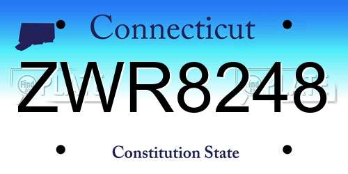 ZWR8248 Connecticut License Plate