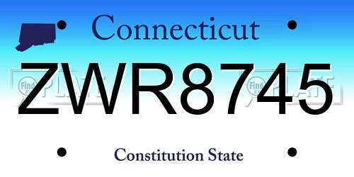 ZWR8745 Connecticut License Plate