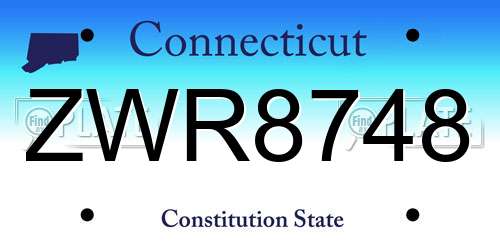 ZWR8748 Connecticut License Plate
