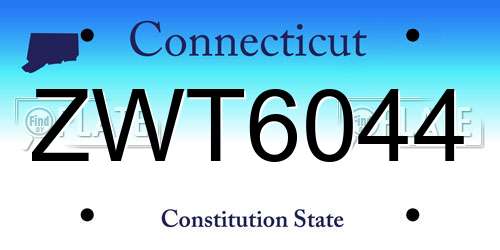 ZWT6044 Connecticut License Plate