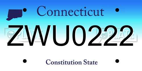 ZWU0222 Connecticut License Plate