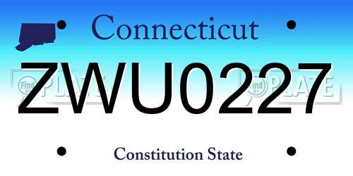 ZWU0227 Connecticut License Plate