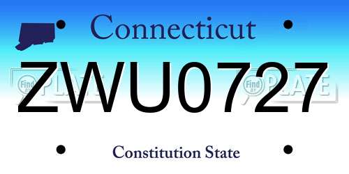 ZWU0727 Connecticut License Plate