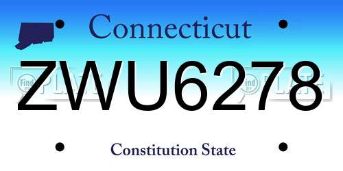ZWU6278 Connecticut License Plate
