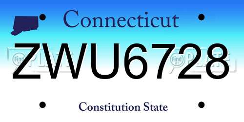 ZWU6728 Connecticut License Plate