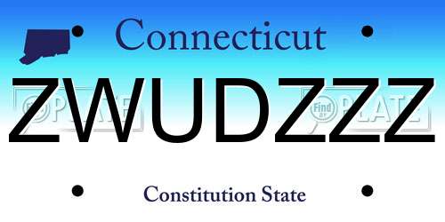 ZWUDZZZ Connecticut License Plate