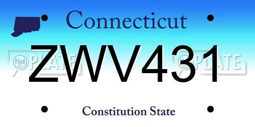 ZWV431 Connecticut License Plate