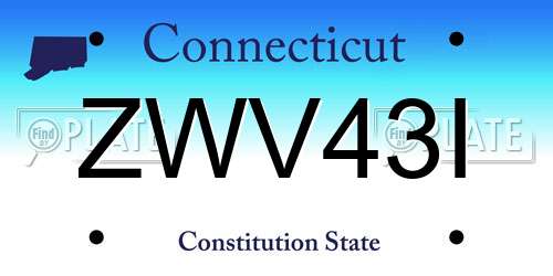 ZWV43I Connecticut License Plate
