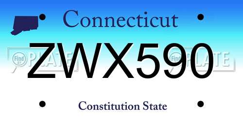 ZWX590 Connecticut License Plate