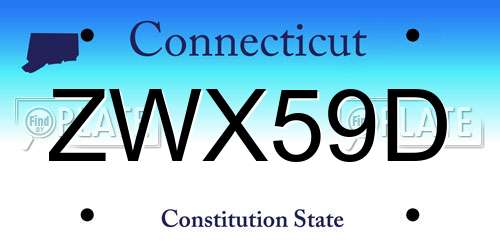 ZWX59D Connecticut License Plate