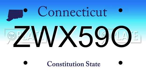 ZWX59O Connecticut License Plate