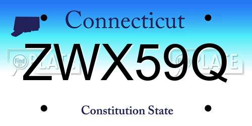 ZWX59Q Connecticut License Plate