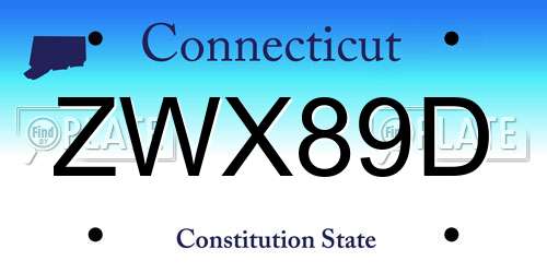 ZWX89D Connecticut License Plate