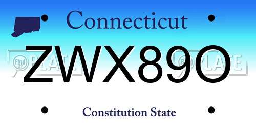 ZWX89O Connecticut License Plate