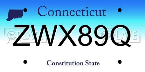 ZWX89Q Connecticut License Plate