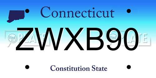 ZWXB90 Connecticut License Plate