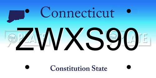 ZWXS90 Connecticut License Plate