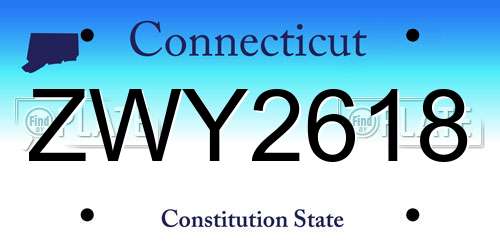 ZWY2618 Connecticut License Plate