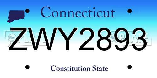 ZWY2893 Connecticut License Plate