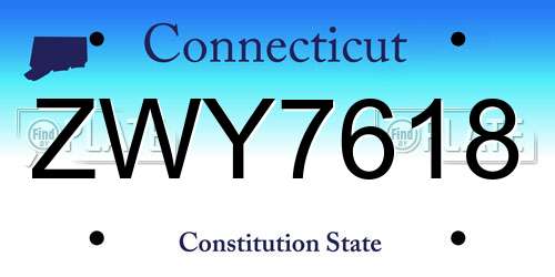 ZWY7618 Connecticut License Plate