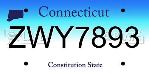 ZWY7893 Connecticut License Plate
