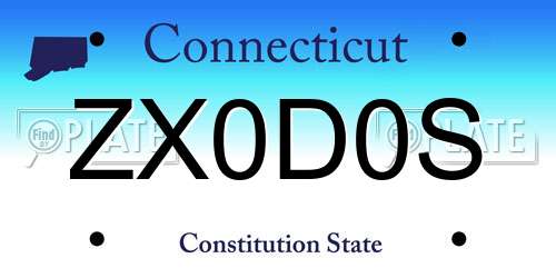 ZX0D0S Connecticut License Plate