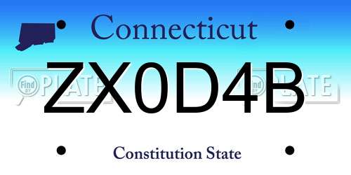ZX0D4B Connecticut License Plate