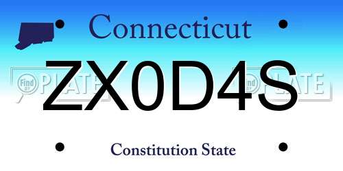 ZX0D4S Connecticut License Plate