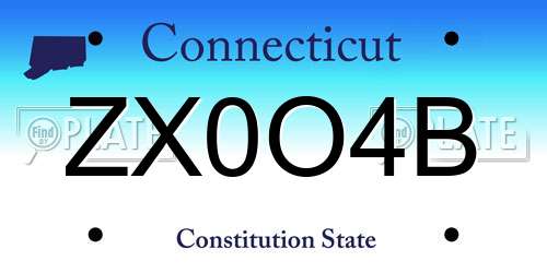 ZX0O4B Connecticut License Plate