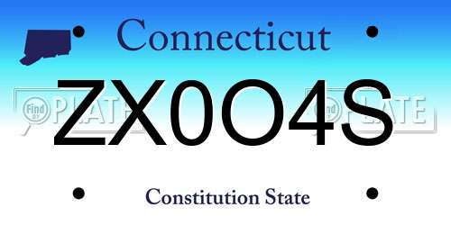 ZX0O4S Connecticut License Plate