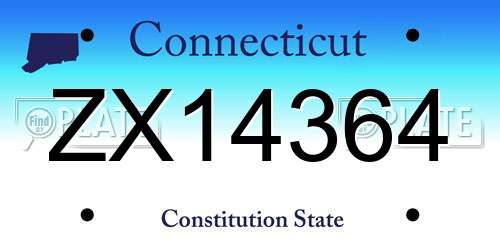 ZX14364 Connecticut License Plate