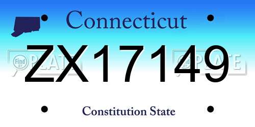 ZX17149 Connecticut License Plate
