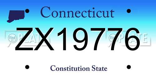 ZX19776 Connecticut License Plate