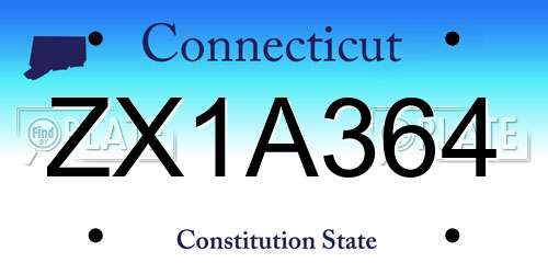 ZX1A364 Connecticut License Plate