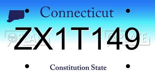 ZX1T149 Connecticut License Plate