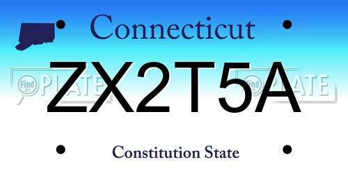 ZX2T5A Connecticut License Plate