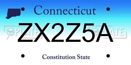 ZX2Z5A Connecticut License Plate