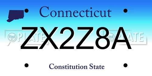 ZX2Z8A Connecticut License Plate