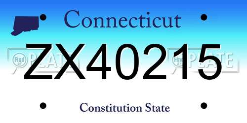 ZX40215 Connecticut License Plate
