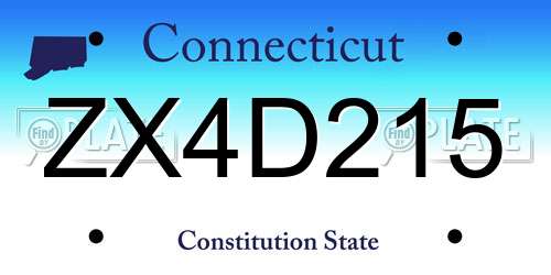 ZX4D215 Connecticut License Plate