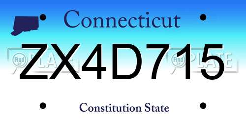 ZX4D715 Connecticut License Plate